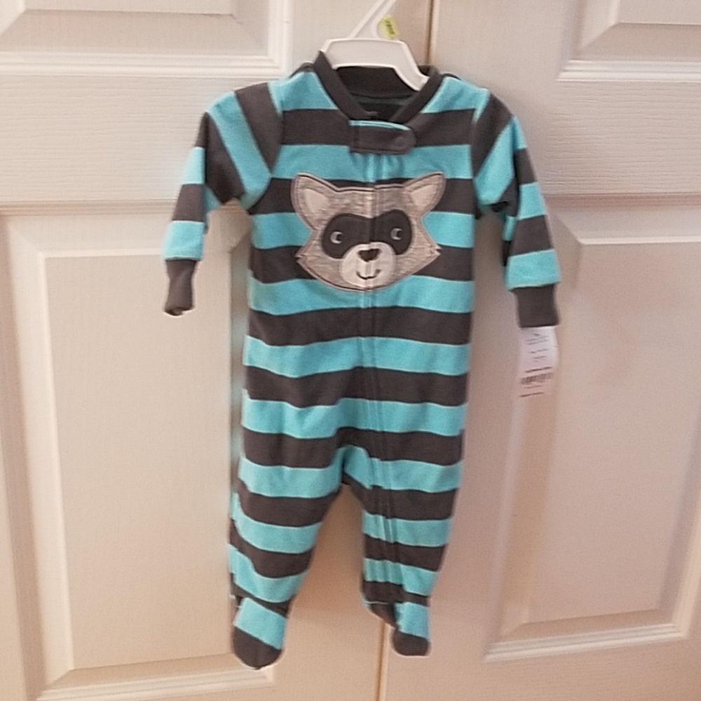 Carter's Fuzzy Striped Racoon Footed Sleeper